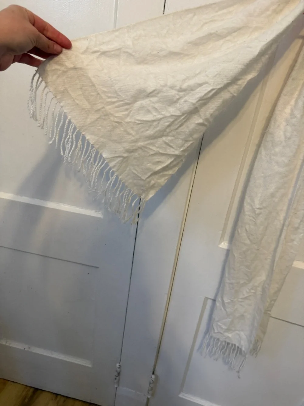 Neutral Cream Fringe Throw Scarf - Home Accents